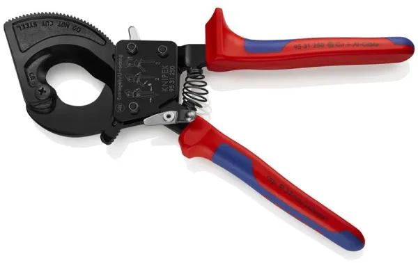 Knipex Kabelsax (Ratchettprincip) svartlackerad, med flerkomponentshandtag 250 mm
