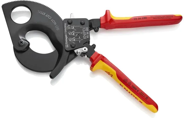 Knipex Kabelsax (Ratchettprincip) svart lackerad, VDE-godkänd 280 mm