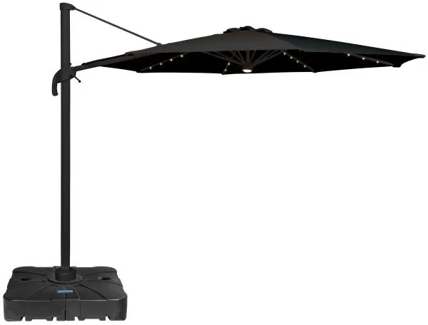 Roma parasoll 360-graders rotation LED svart 3m