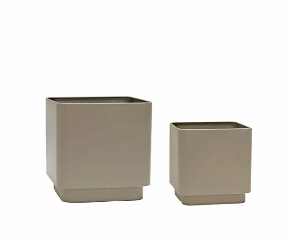 Hübsch Cube Kruka Set om 2 Brun